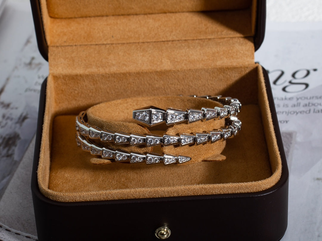 [⭐Reverie Jewels]SERPENTI BRACELET SILVER DIAMOND DOUBLE ROW