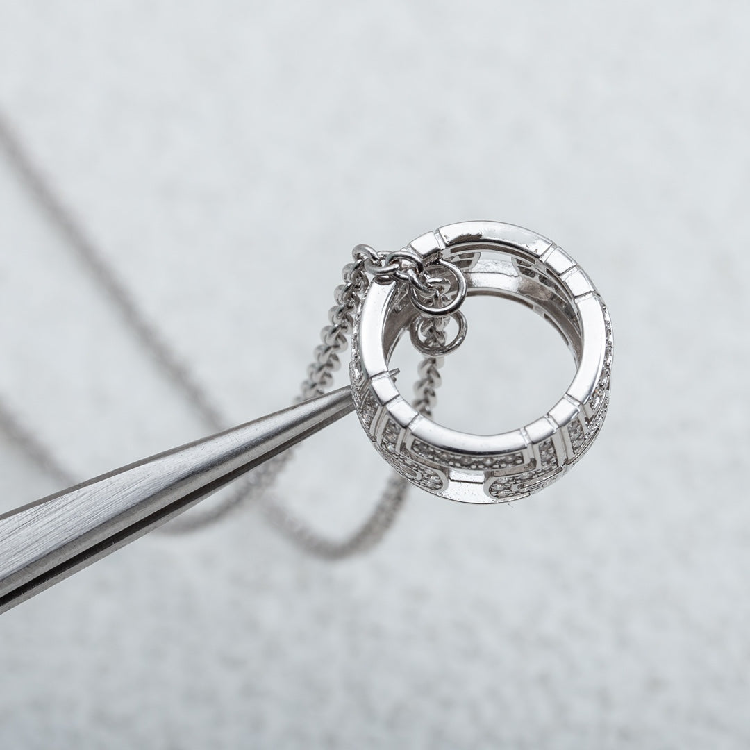 [⭐Reverie Jewels]PARENTESI NECKLACE SILVER DIAMOND
