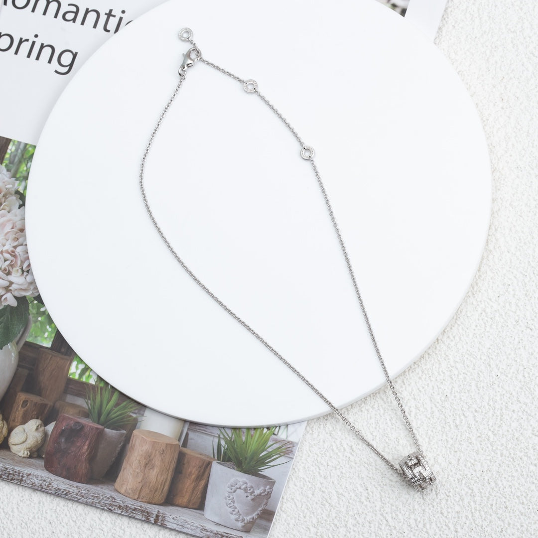 [⭐Reverie Jewels]PARENTESI NECKLACE SILVER DIAMOND