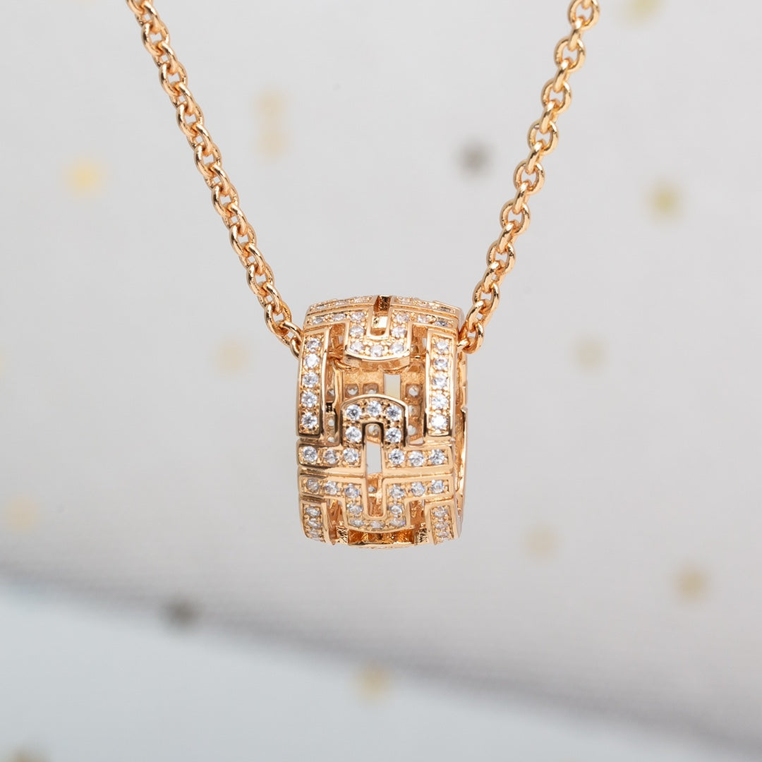 [⭐Reverie Jewels]PARENTESI NECKLACE PINK GOLD DIAMOND