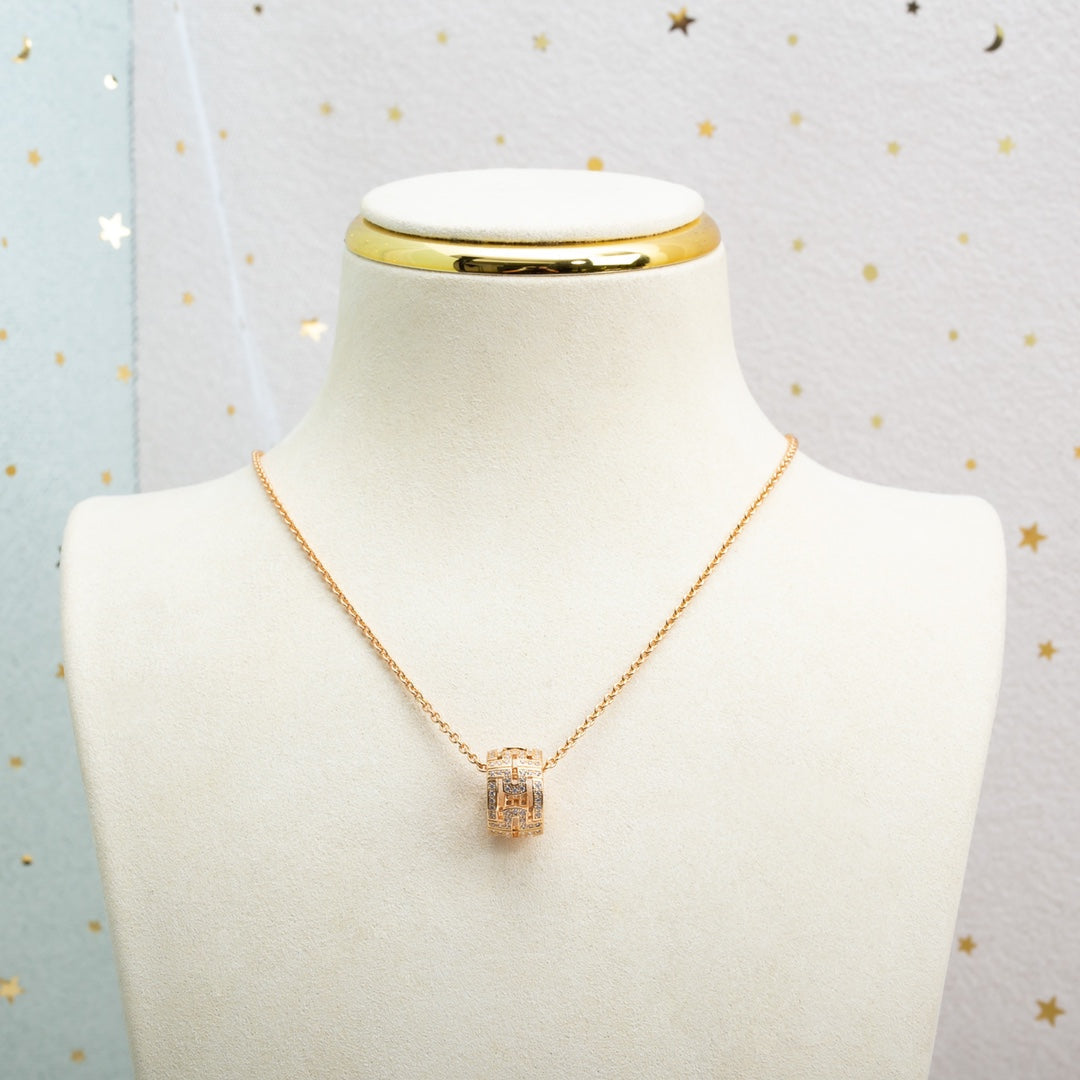 [⭐Reverie Jewels]PARENTESI NECKLACE PINK GOLD DIAMOND