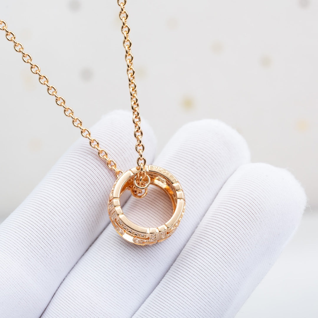 [⭐Reverie Jewels]PARENTESI NECKLACE PINK GOLD DIAMOND