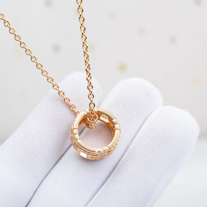 [⭐Reverie Jewels]PARENTESI NECKLACE PINK GOLD DIAMOND