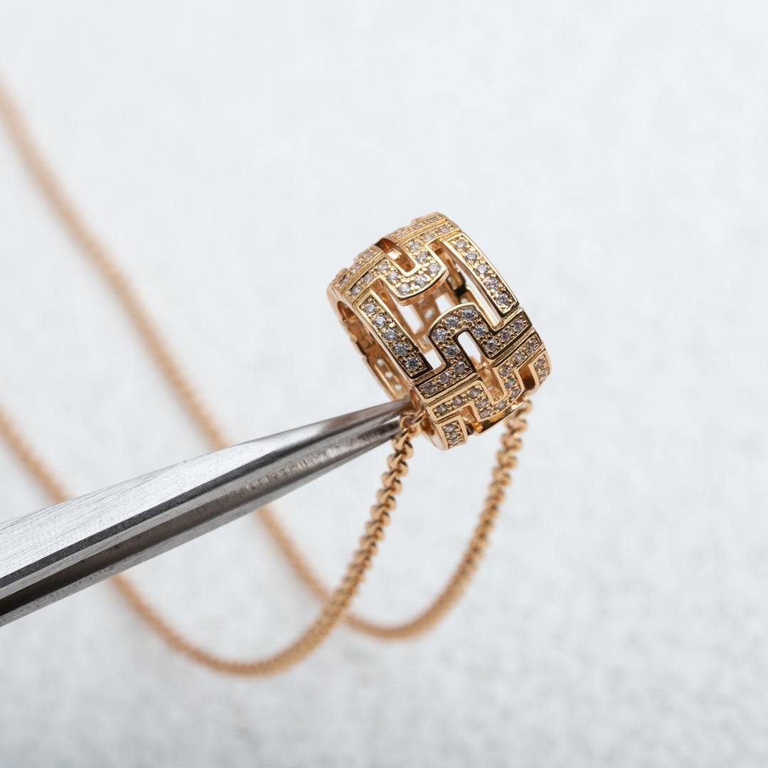 [⭐Reverie Jewels]PARENTESI NECKLACE PINK GOLD DIAMOND