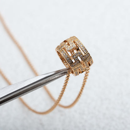 [⭐Reverie Jewels]PARENTESI NECKLACE PINK GOLD DIAMOND