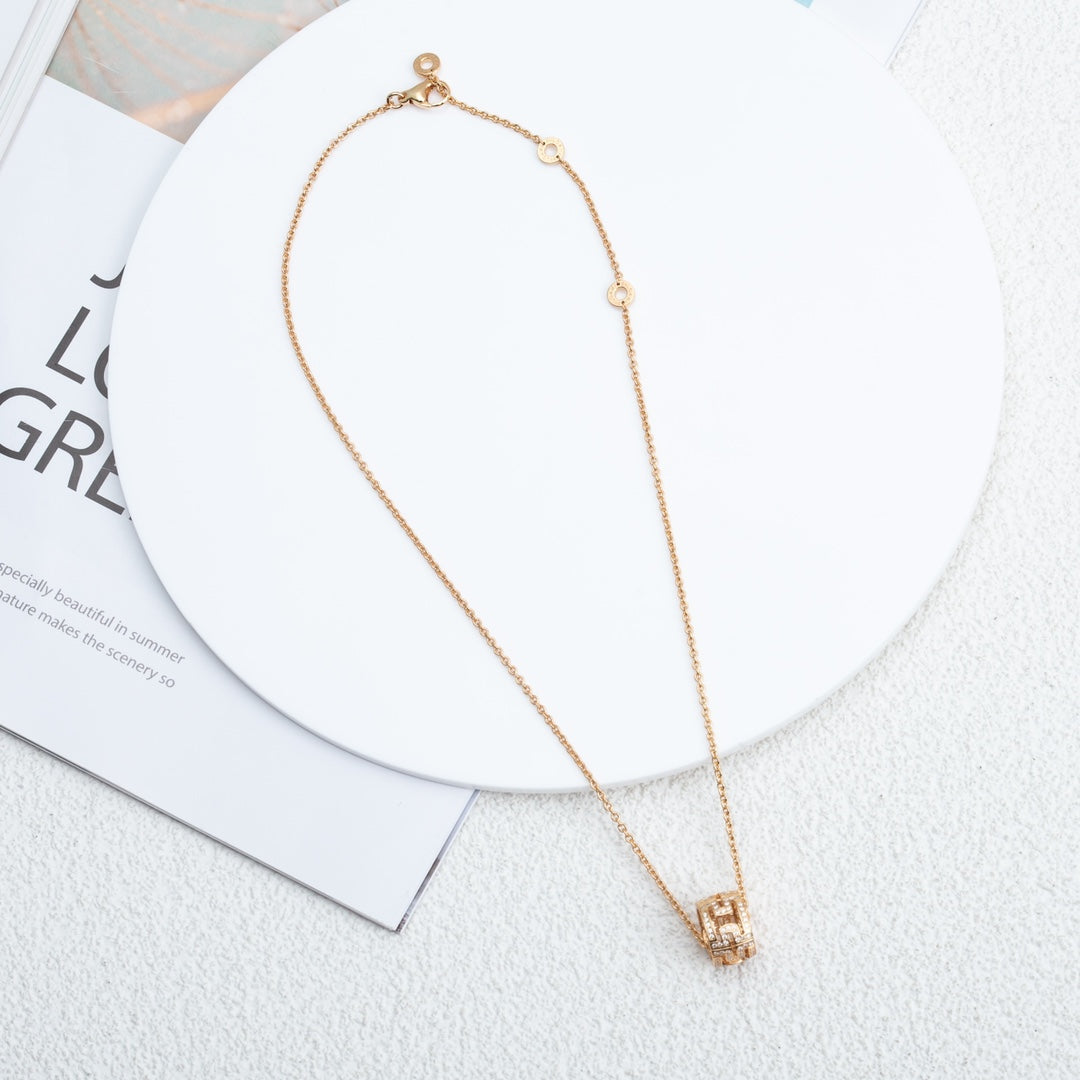 [⭐Reverie Jewels]PARENTESI NECKLACE PINK GOLD DIAMOND