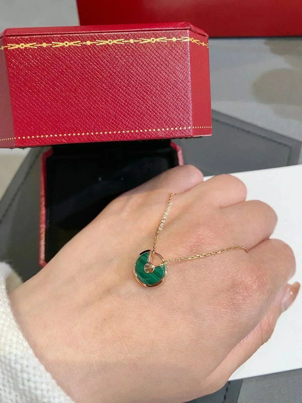 [⭐Reverie Jewels]AMULETTE ROSE GOLD MALACHITE NECKLACE