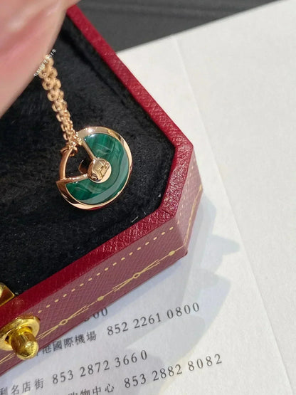 [⭐Reverie Jewels]AMULETTE ROSE GOLD MALACHITE NECKLACE
