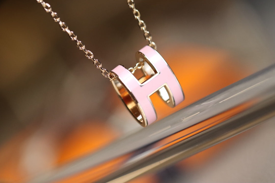 [⭐Reverie Jewels]POP H PEDANT PINK GOLD