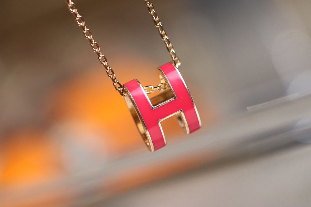 [⭐Reverie Jewels]POP H PEDANT PINK GOLD