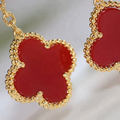 [⭐Reverie Jewels]CLOVER  2 MOTIF  TIGER EYE CARNELIAN EARRINGS