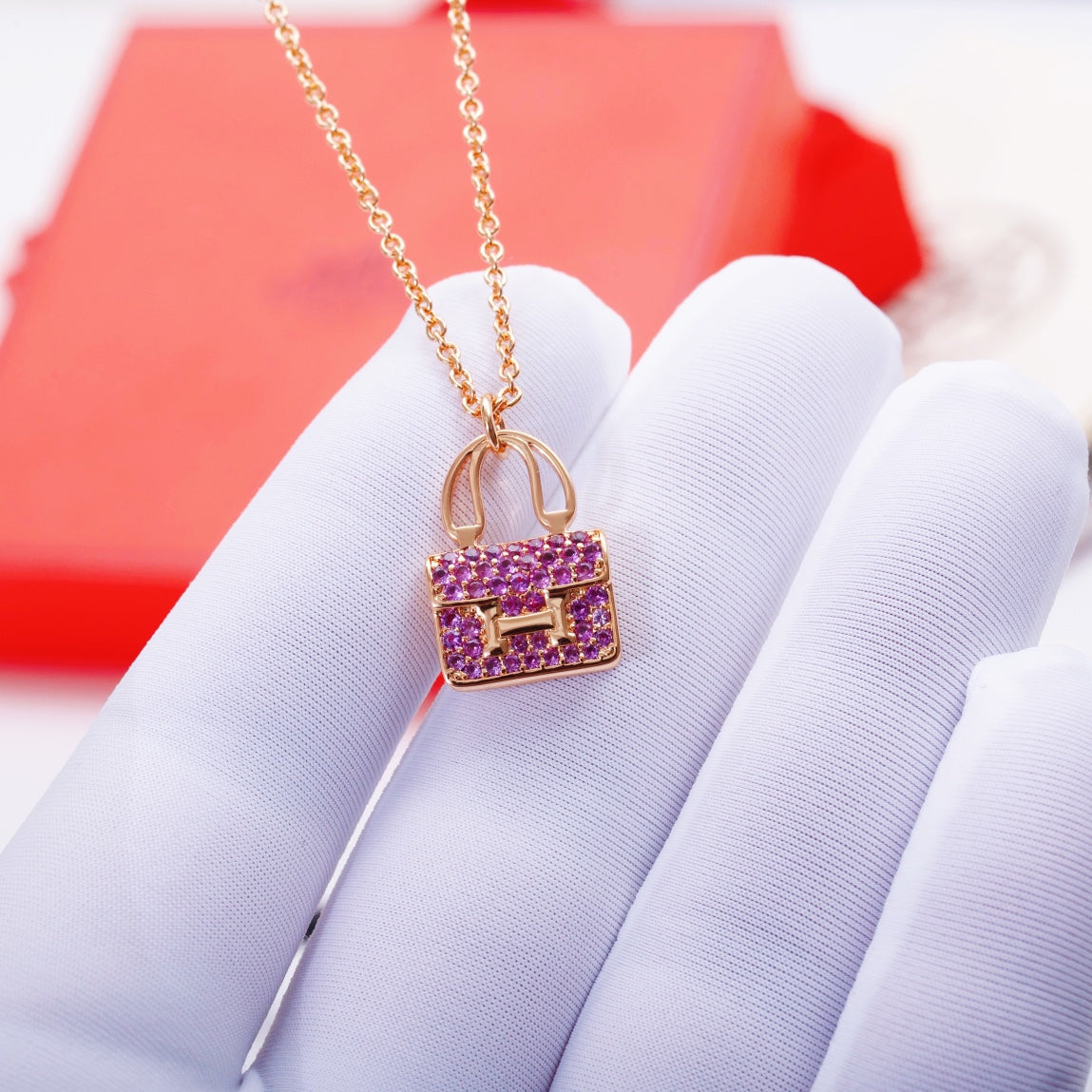 [⭐Reverie Jewels]CONSTANCE PEDANT PURPLE DIAMOND NECKLACE