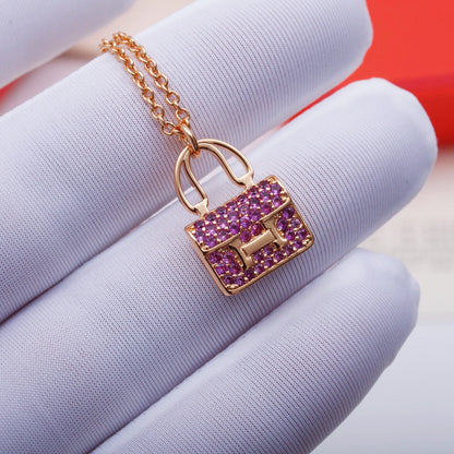 [⭐Reverie Jewels]CONSTANCE PEDANT PURPLE DIAMOND NECKLACE