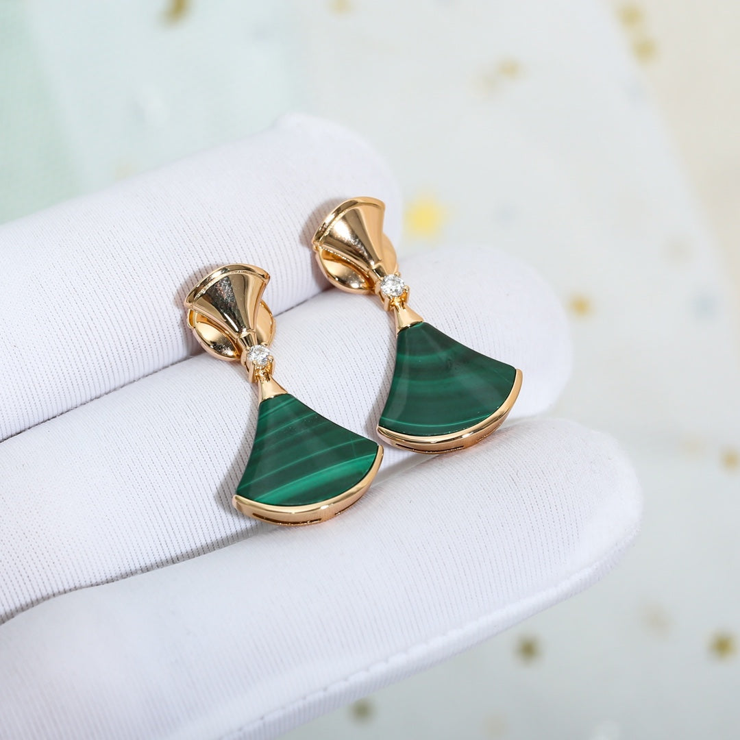 [⭐Reverie Jewels]DREAM MALACHITE PINK GOLD EARRINGS