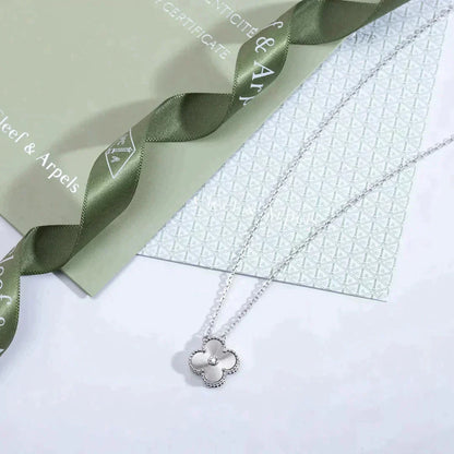 [⭐Reverie Jewels]CLOVER  15MM DIAMOND LASER NECKLACE SILVER