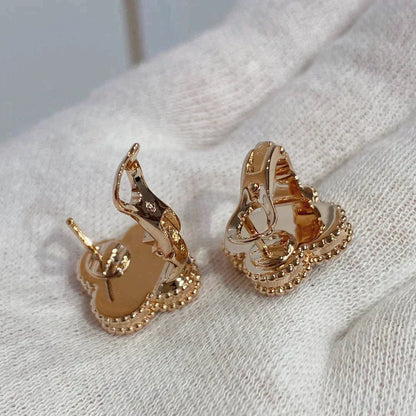[⭐Reverie Jewels]CLOVER MEDIUM 1 MOTIFS CARNELIAN  DIAMOND earrings