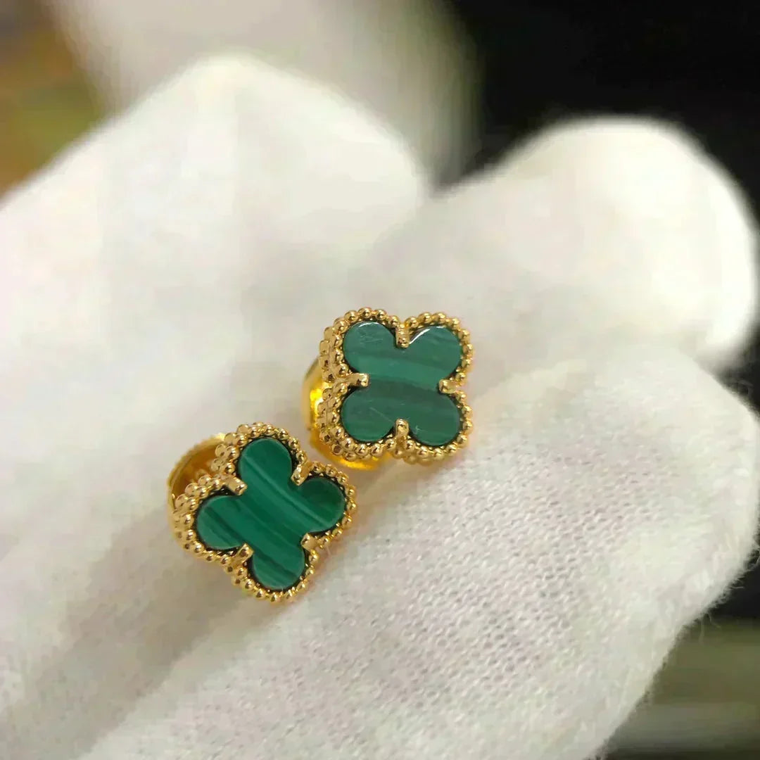 [⭐Reverie Jewels]CLOVER MINI 9.5MM MALACHITE  EARRINGS