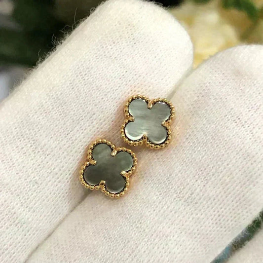[⭐Reverie Jewels]CLOVER MINI 9.5MM GRAY MOP EARRINGS