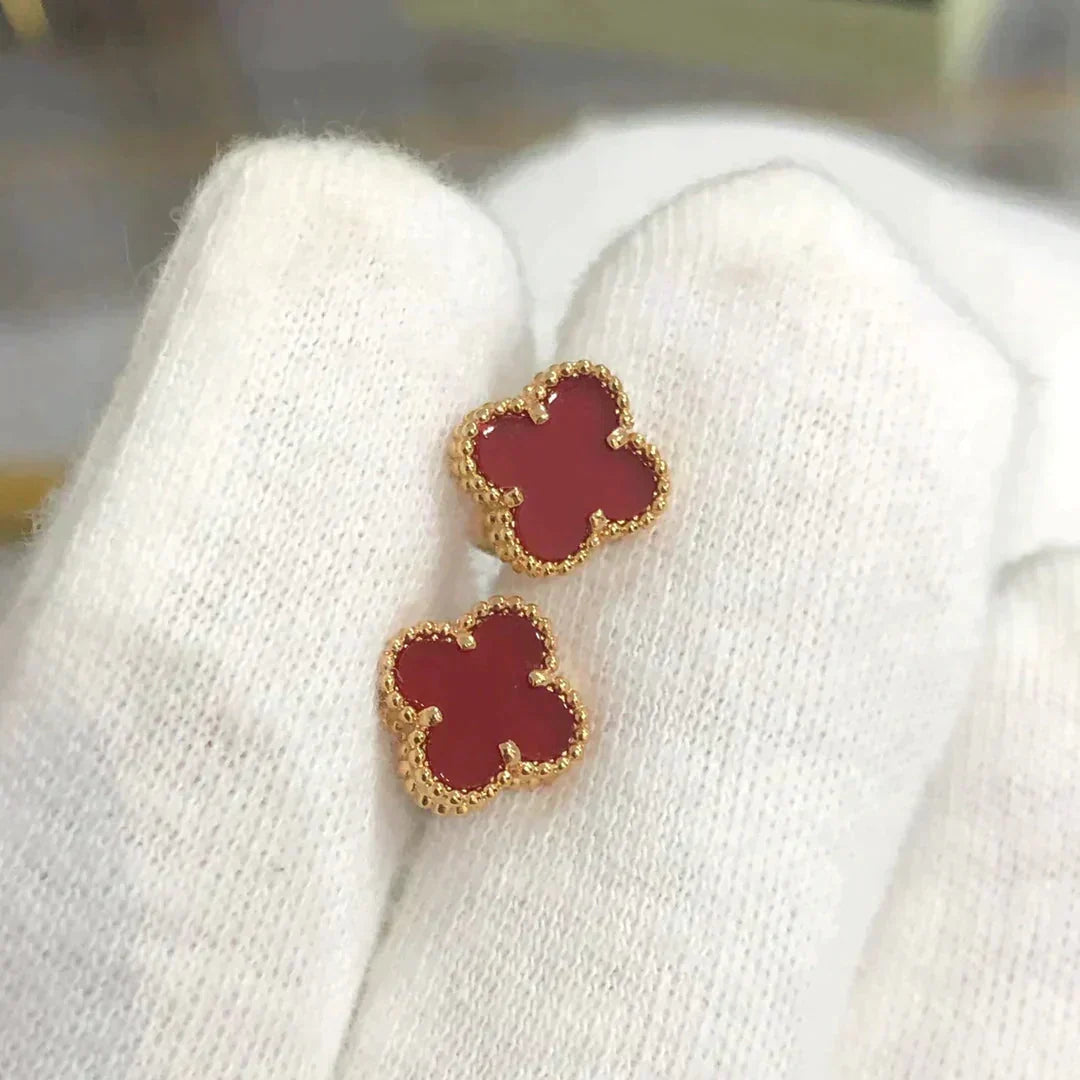 [⭐Reverie Jewels]CLOVER MINI 9.5MM CARNELIAN EARRINGS