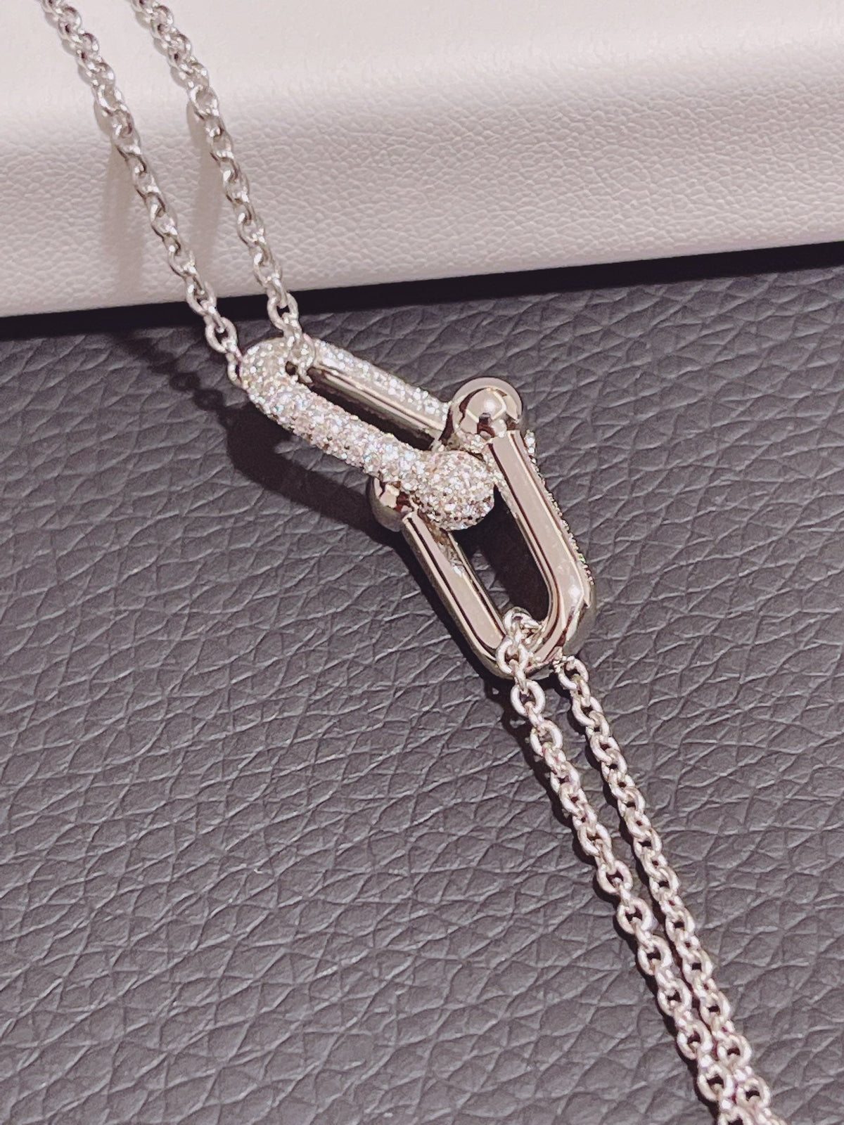 [Reverie Jewels]HARDWEAR DOUBLE LINK PEDANT SILVER DIAMOND NECKLACE