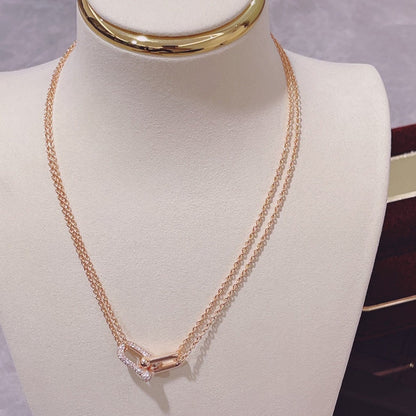 [Reverie Jewels]HARDWEAR DOUBLE LINK PEDANT PINK GOLD DIAMOND NECKLACE