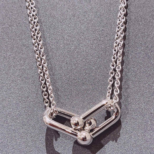 [Reverie Jewels]HARDWEAR DOUBLE LINK PEDANT SILVER NECKLACE