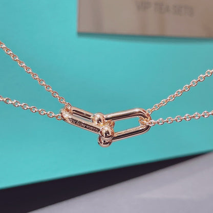 [Reverie Jewels]HARDWEAR DOUBLE LINK PEDANT PINK GOLD NECKLACE