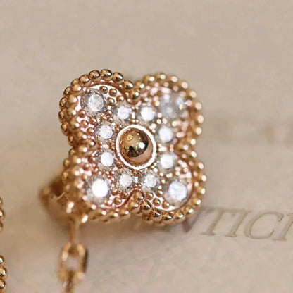 [⭐Reverie Jewels]CLOVER MEDIUM 1 MOTIFS FUll DIAMOND EARRINGS