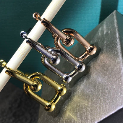[Reverie Jewels]HARDWARE DROP EARRINGS DOUBLE LINK