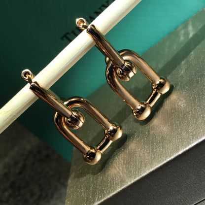 [Reverie Jewels]HARDWARE DROP EARRINGS DOUBLE LINK