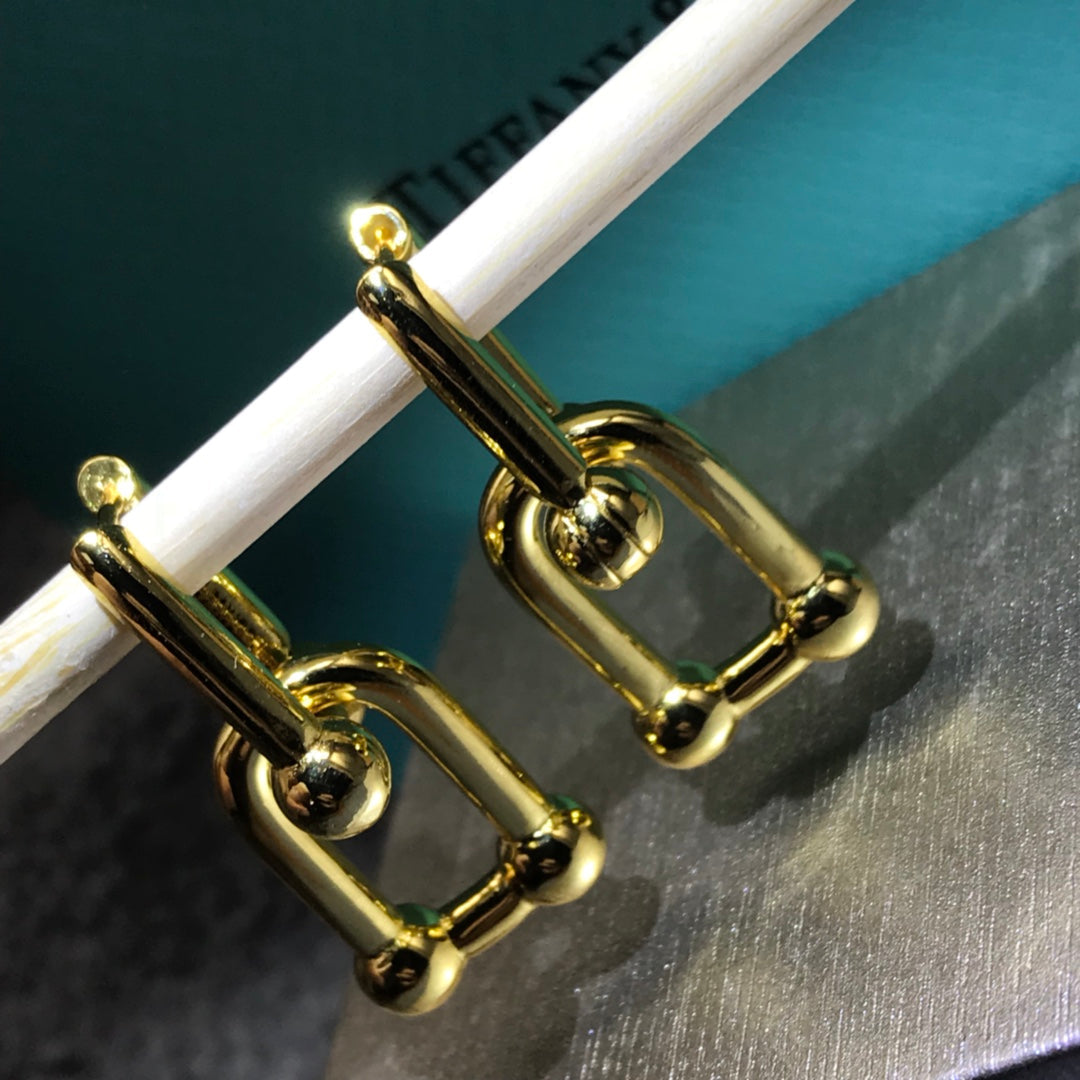 [Reverie Jewels]HARDWARE DROP EARRINGS DOUBLE LINK