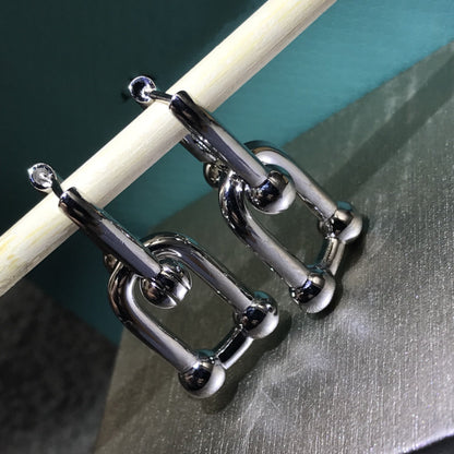 [Reverie Jewels]HARDWARE DROP EARRINGS DOUBLE LINK