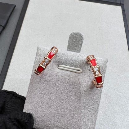 [⭐Reverie Jewels]SERPENTI CARNELIAN PINK GOLD EARRINGS