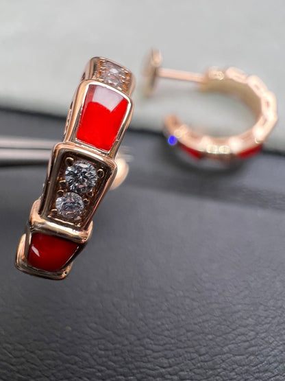 [⭐Reverie Jewels]SERPENTI CARNELIAN PINK GOLD EARRINGS