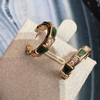 [⭐Reverie Jewels]SERPENTI MALACHITE PINK GOLD EARRINGS