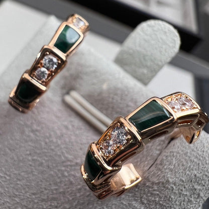 [⭐Reverie Jewels]SERPENTI MALACHITE PINK GOLD EARRINGS