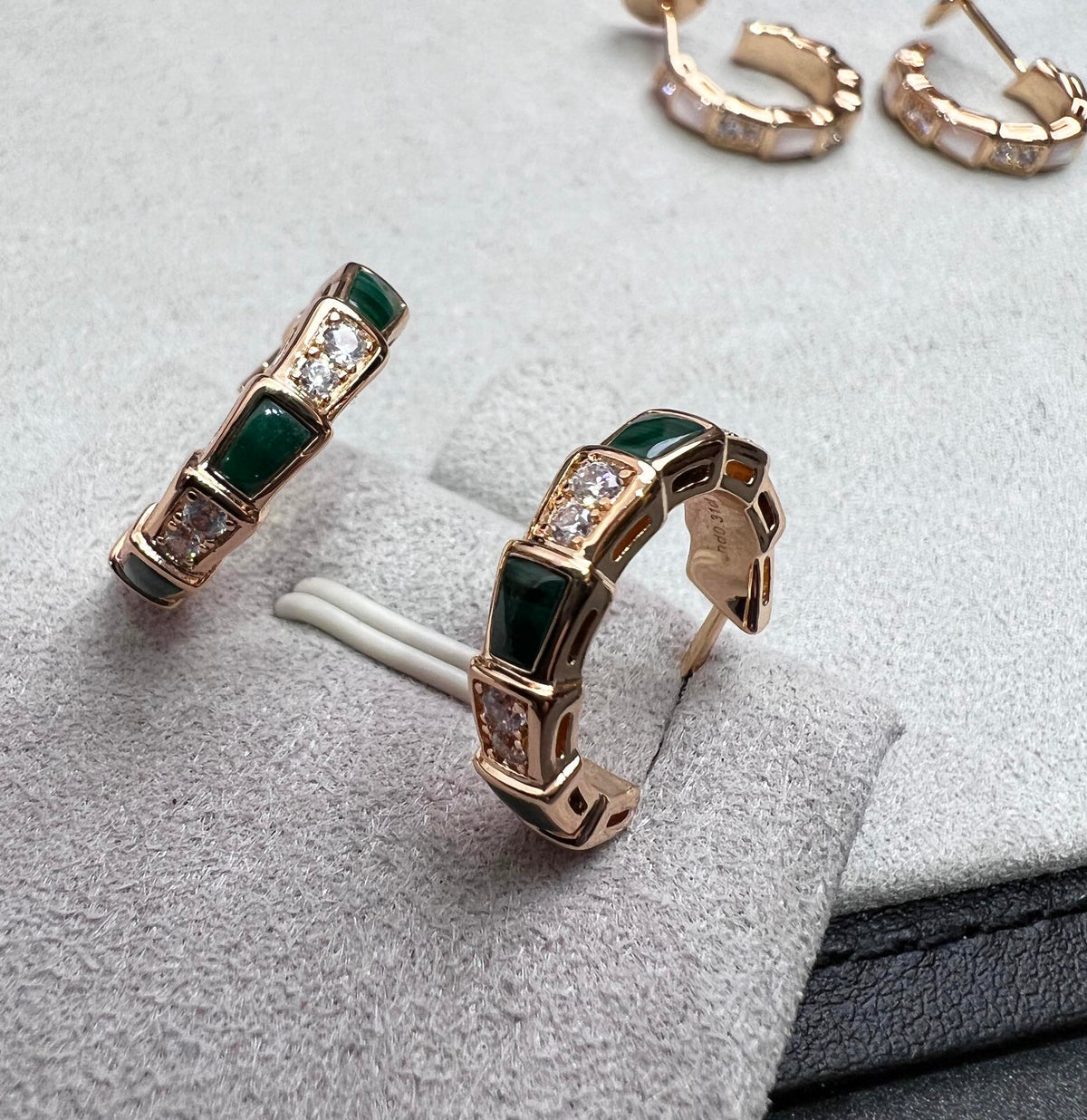 [⭐Reverie Jewels]SERPENTI MALACHITE PINK GOLD EARRINGS
