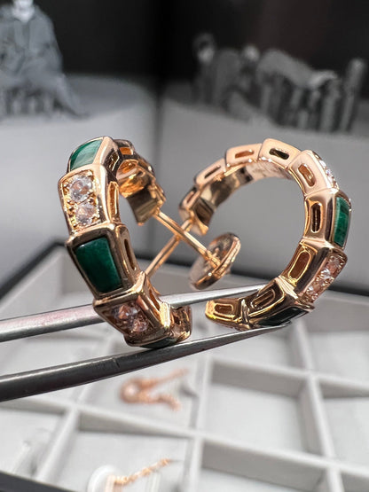 [⭐Reverie Jewels]SERPENTI MALACHITE PINK GOLD EARRINGS