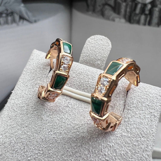 [⭐Reverie Jewels]SERPENTI MALACHITE PINK GOLD EARRINGS