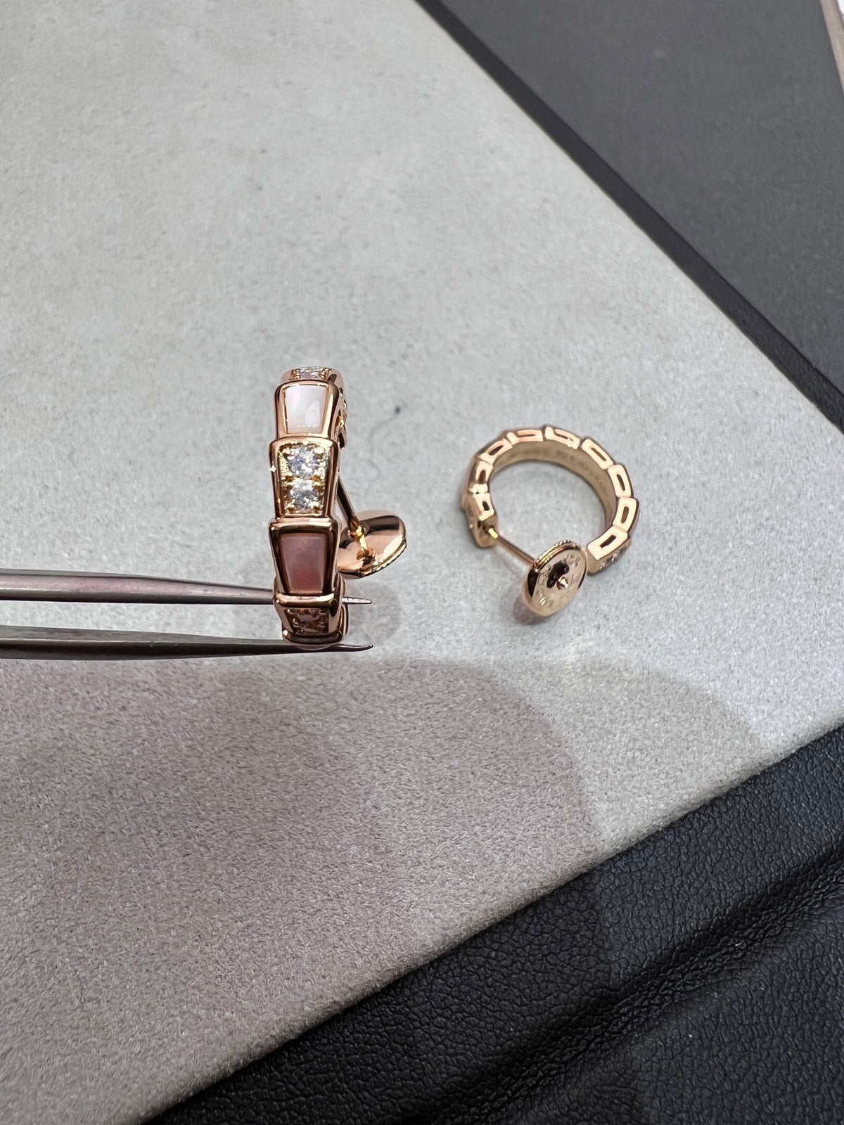 [⭐Reverie Jewels]SERPENTI MOP PINK GOLD EARRINGS