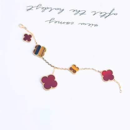 [⭐Reverie Jewels]CLOVER BRACELET 5 MOTIFS CARNELIAN TIGER EYE