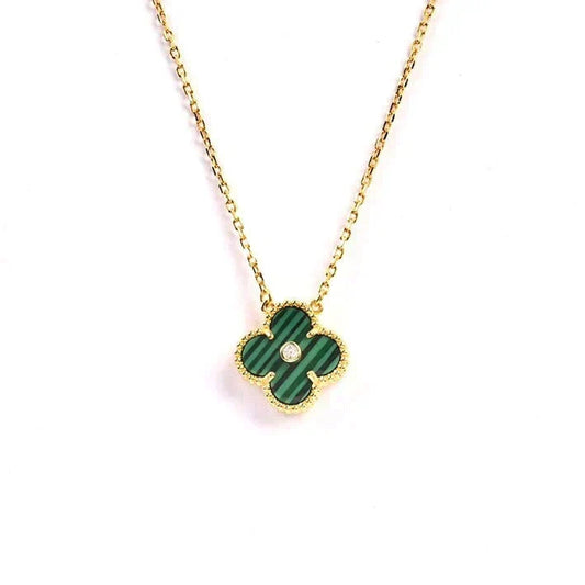 [⭐Reverie Jewels]CLOVER 15MM DIAMOND TURQUOISE NECKLACE