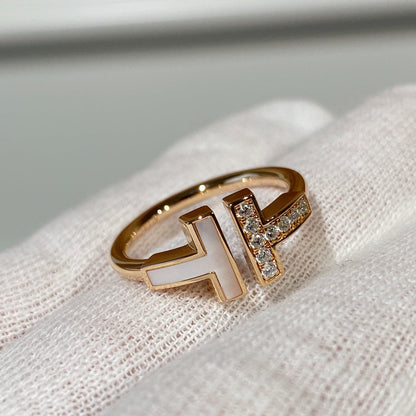 [Reverie Jewels]T WIRE MOP DIAMOND RING PINK GOLD