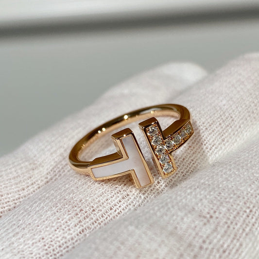 [Reverie Jewels]T WIRE MOP DIAMOND RING PINK GOLD