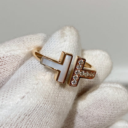 [Reverie Jewels]T WIRE MOP DIAMOND RING PINK GOLD