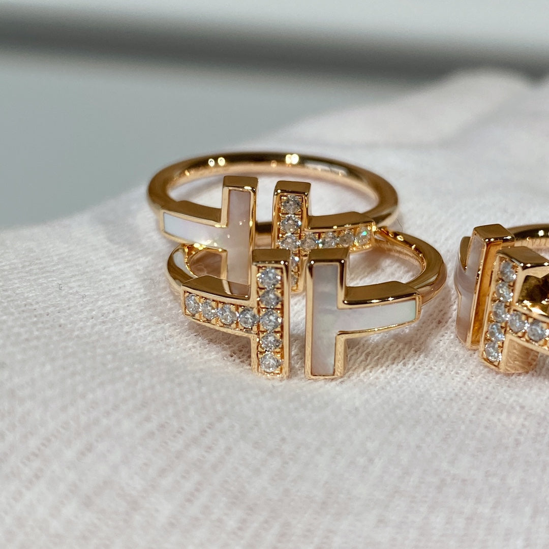 [Reverie Jewels]T WIRE MOP DIAMOND RING PINK GOLD