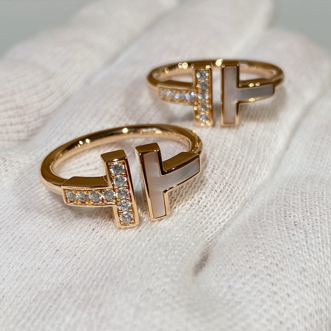 [Reverie Jewels]T WIRE MOP DIAMOND RING PINK GOLD