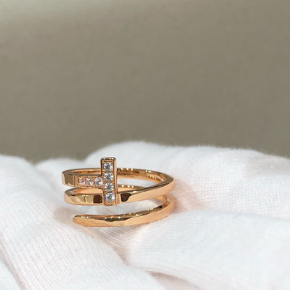 [Reverie Jewels]T WIRE DOUBLE ROWS RING PINK GOLD