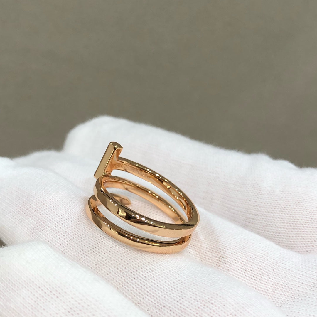 [Reverie Jewels]T WIRE DOUBLE ROWS RING PINK GOLD