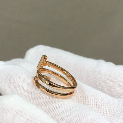 [Reverie Jewels]T WIRE DOUBLE ROWS RING PINK GOLD